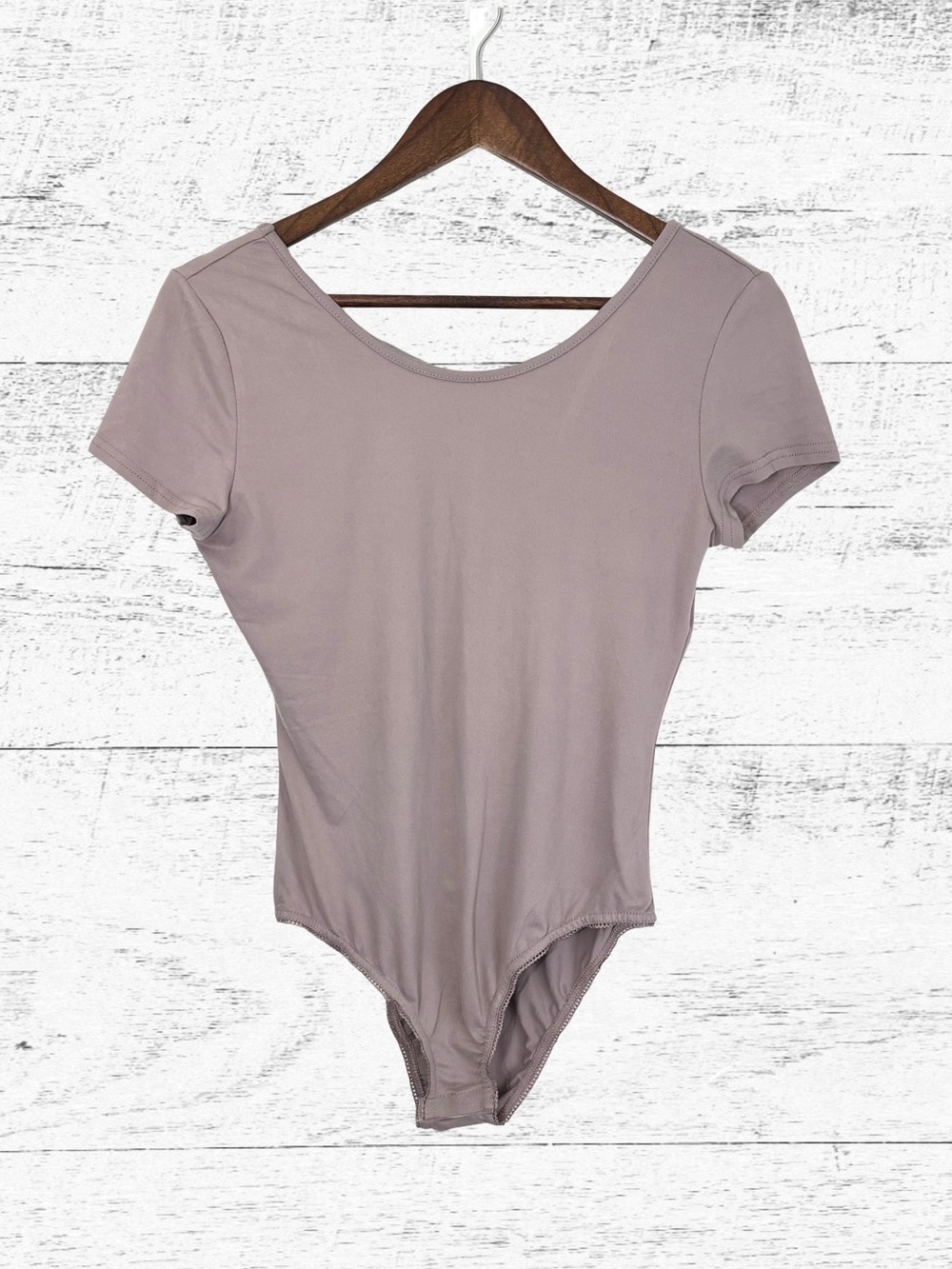 Say What? Short Sleeve Scoop Neck Bodysuit - Mauve Taupe